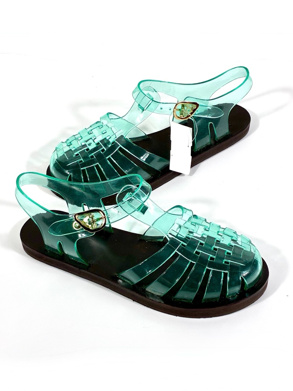 Ancient Greek Sandals Homeria Jelly Sandals Clear Aqua EU 40 US 10 NEW